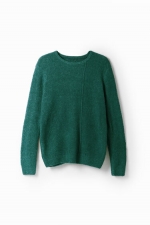 Pulover verde casual cu detalii brodate