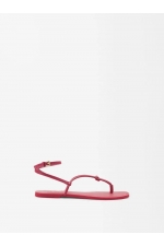 Sandale fucsia cu toc gros și curele