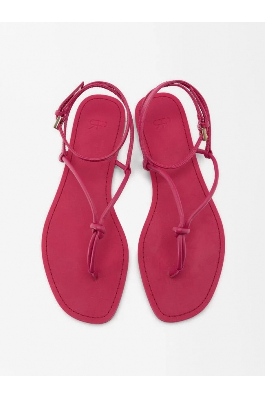 Sandale fucsia cu toc gros și curele