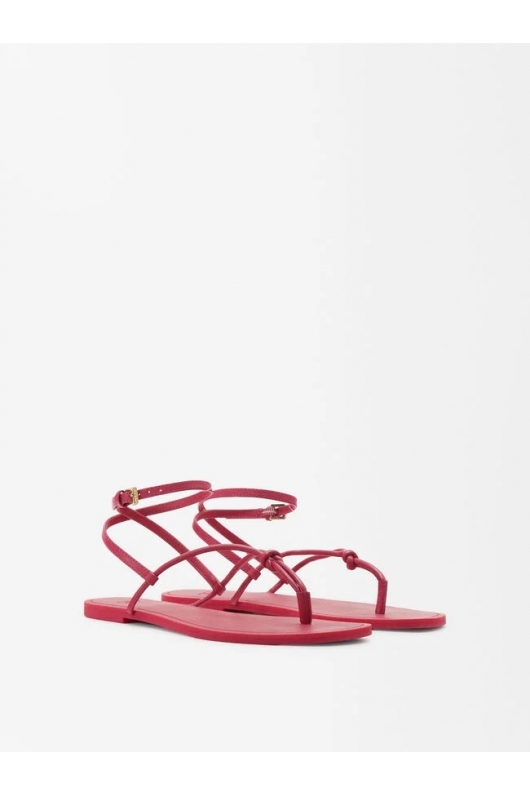 Sandale fucsia cu toc gros și curele