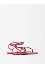 Sandale fucsia cu toc gros și curele