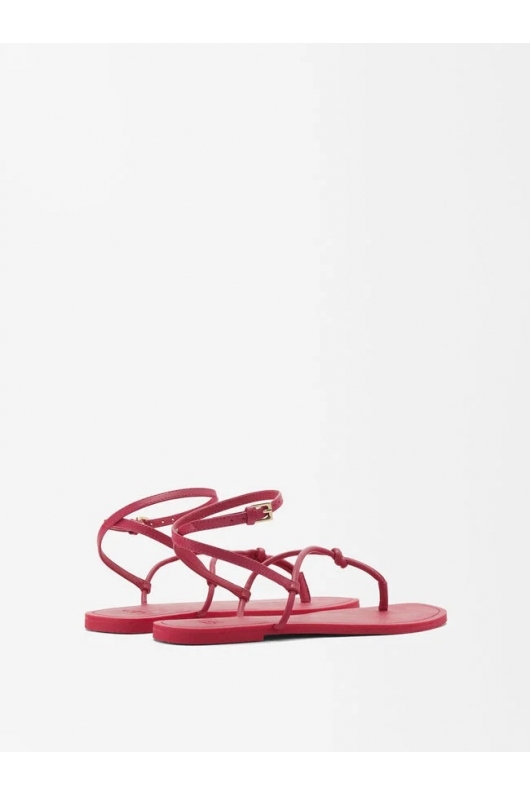 Sandale fucsia cu toc gros și curele