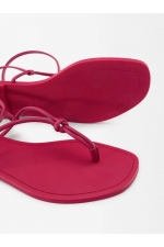 Sandale fucsia cu toc gros și curele