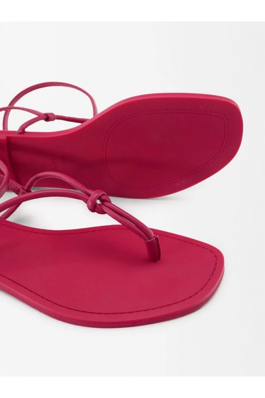 Sandale fucsia cu toc gros și curele