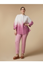 Pantaloni roz casual tip țigară cu mansete