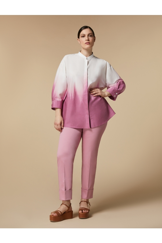 Pantaloni roz casual tip țigară cu mansete