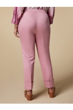 Pantaloni roz casual tip țigară cu mansete