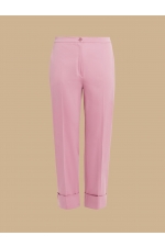 Pantaloni roz casual tip țigară cu mansete