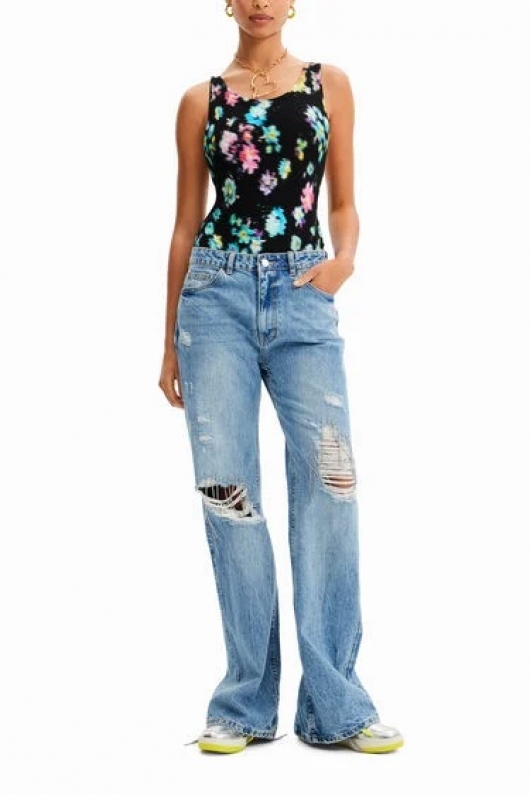 Body elegant cu imprimeu floral multicolor