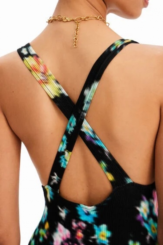 Body elegant cu imprimeu floral multicolor