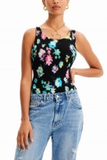 Body elegant cu imprimeu floral multicolor