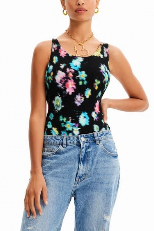 Body elegant cu imprimeu floral multicolor