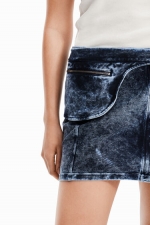 Fustă mini albastră din denim cu borsetă