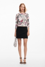 Pulover casual cu print floral multicolor