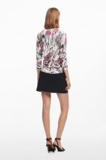 Pulover casual cu print floral multicolor