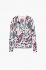 Pulover casual cu print floral multicolor