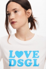 Tricou alb slim fit cu logo imprimat