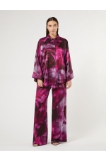 Pantaloni lungi din mătase cu imprimeu floral