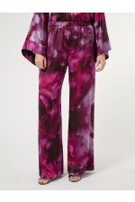Pantaloni lungi din mătase cu imprimeu floral
