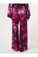 Pantaloni lungi din mătase cu imprimeu floral