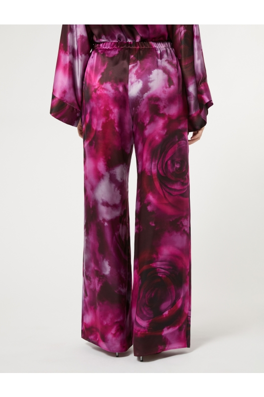 Pantaloni lungi din mătase cu imprimeu floral