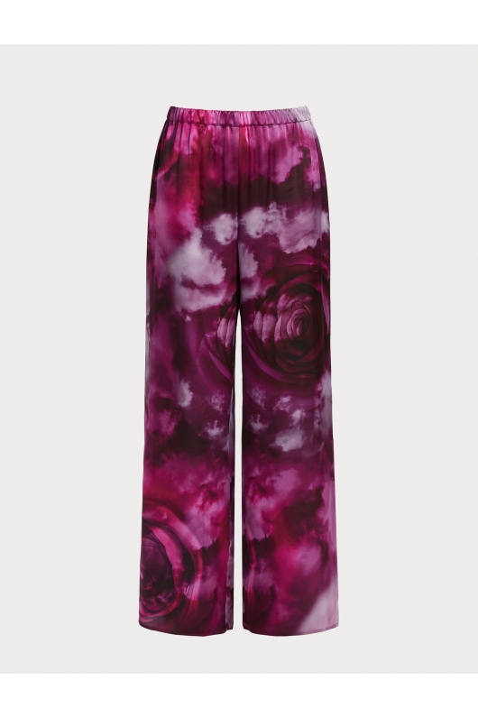 Pantaloni lungi din mătase cu imprimeu floral