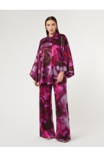 Pantaloni lungi din mătase cu imprimeu floral