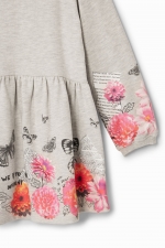 Rochie gri tip cămașă cu imprimeu floral