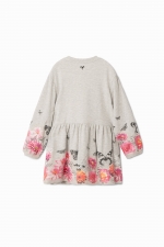 Rochie gri tip cămașă cu imprimeu floral