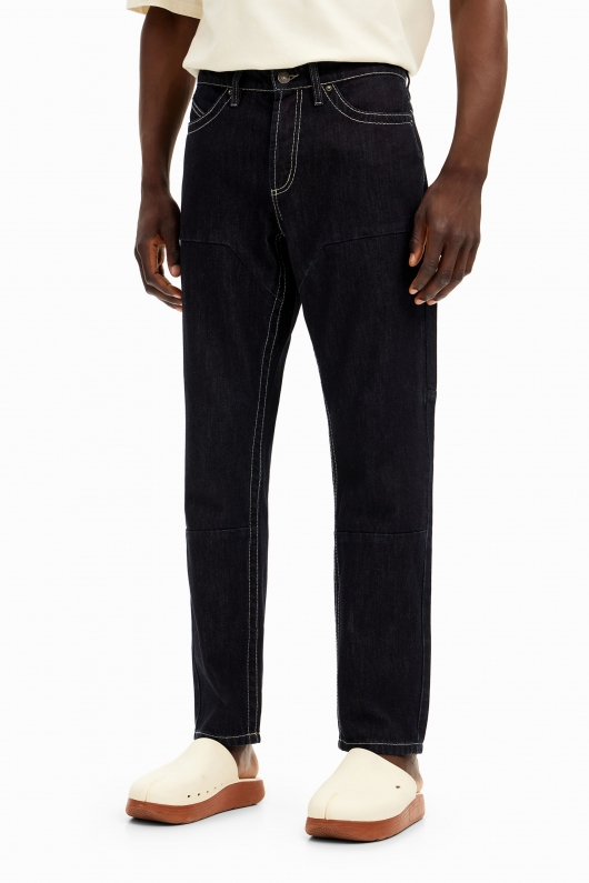 Pantaloni denim albaștri cu talie înaltă