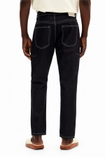 Pantaloni denim albaștri cu talie înaltă