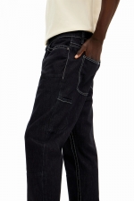 Pantaloni denim albaștri cu talie înaltă