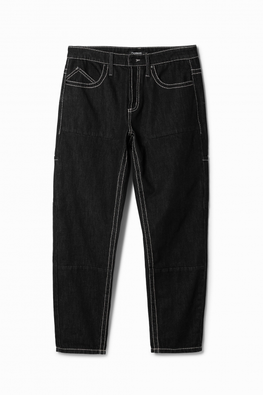 Pantaloni denim albaștri cu talie înaltă