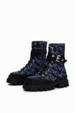 Ghete scurte din denim albastru cu șireturi