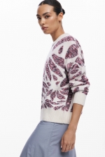 Pulover casual cu imprimeu abstract și croi larg