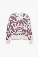 Pulover casual cu imprimeu abstract și croi larg