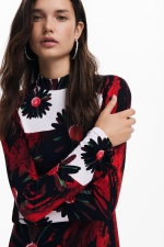 Rochie mini mulată cu imprimeu floral multicolor