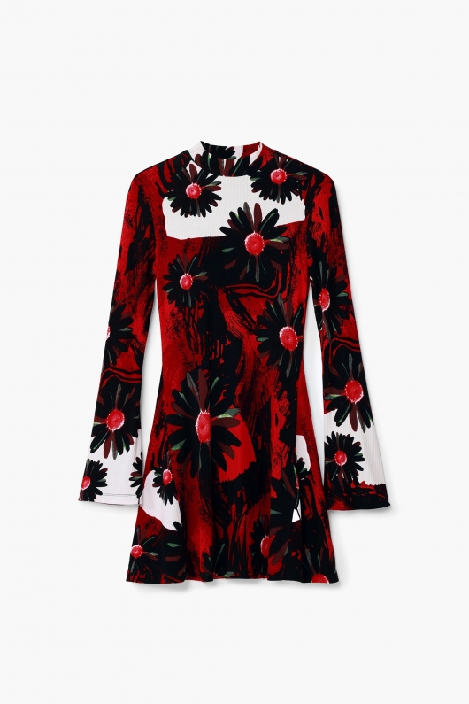 Rochie mini mulată cu imprimeu floral multicolor