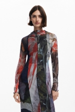 Rochie midi din tull cu imprimeu floral multicolor