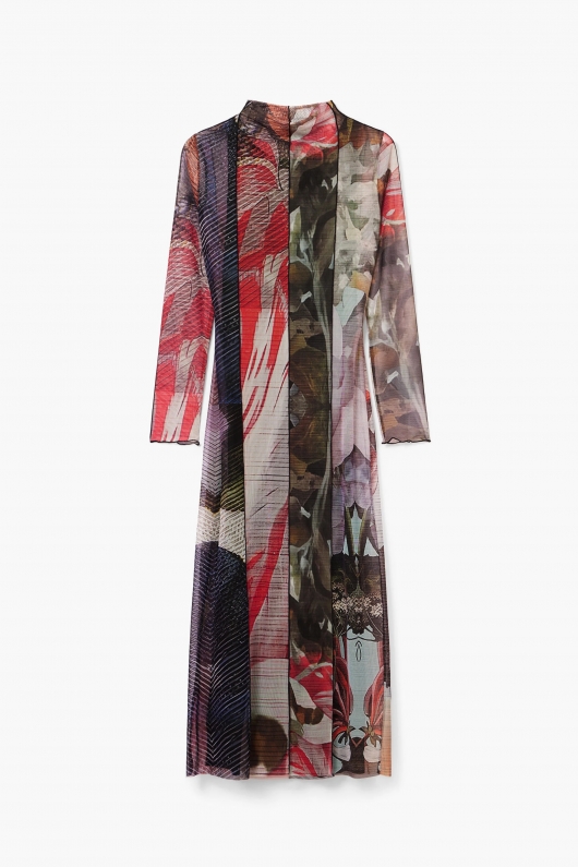 Rochie midi din tull cu imprimeu floral multicolor