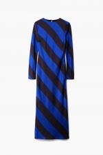Rochie midi satinată cu dungi multicolore