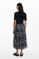 ROCHIE NEAGRA CU PRINT FLORAL