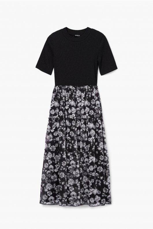 ROCHIE NEAGRA CU PRINT FLORAL