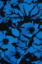 Eșarfă albastră tip șal cu print floral și franjuri