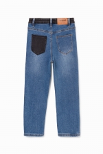 Pantaloni denim albaștri cu print Spiderman
