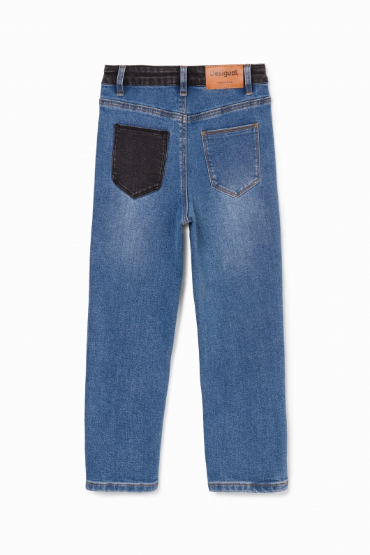 Pantaloni denim albaștri cu print Spiderman