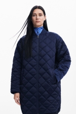 Jachetă bleumarin oversize puffer cu fermoar
