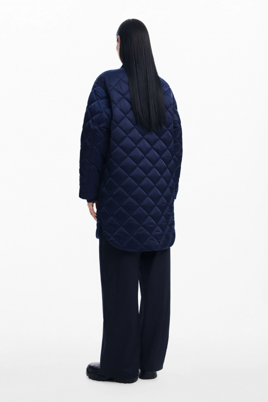 Jachetă bleumarin oversize puffer cu fermoar