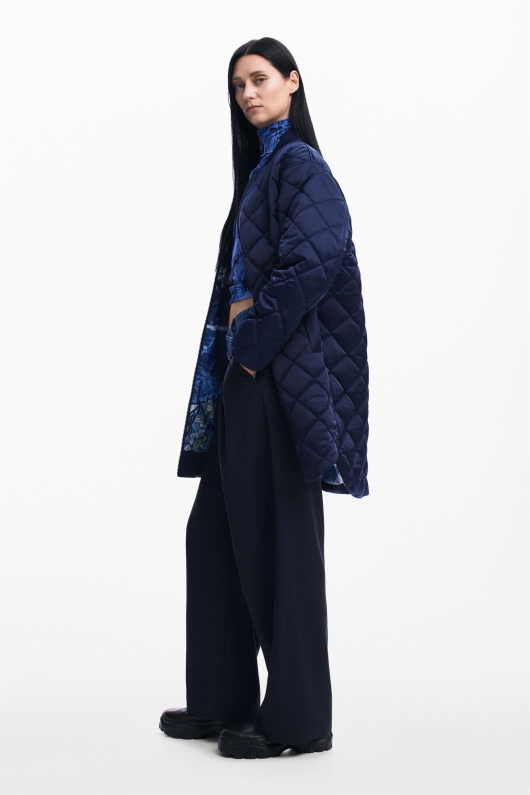 Jachetă bleumarin oversize puffer cu fermoar