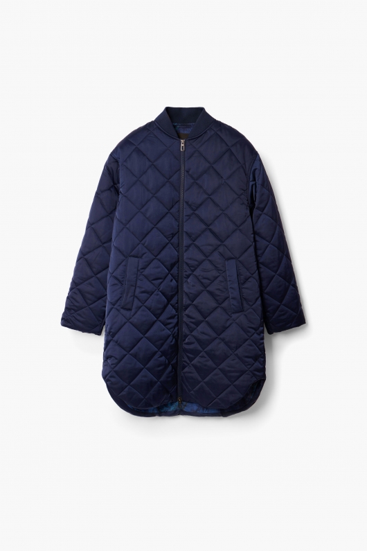 Jachetă bleumarin oversize puffer cu fermoar